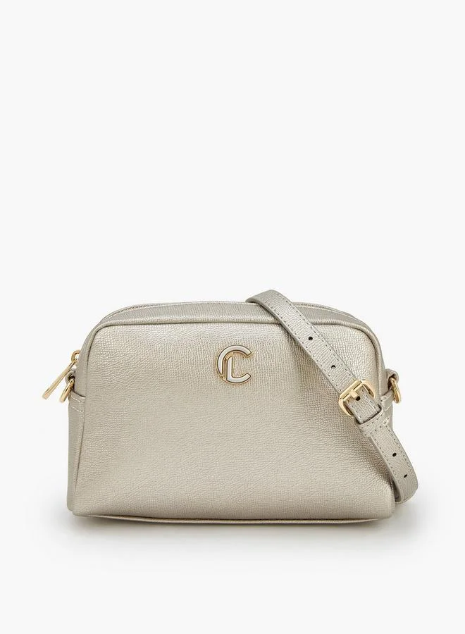 لو كونفورت Textured Crossbody Bag With Zip Closure